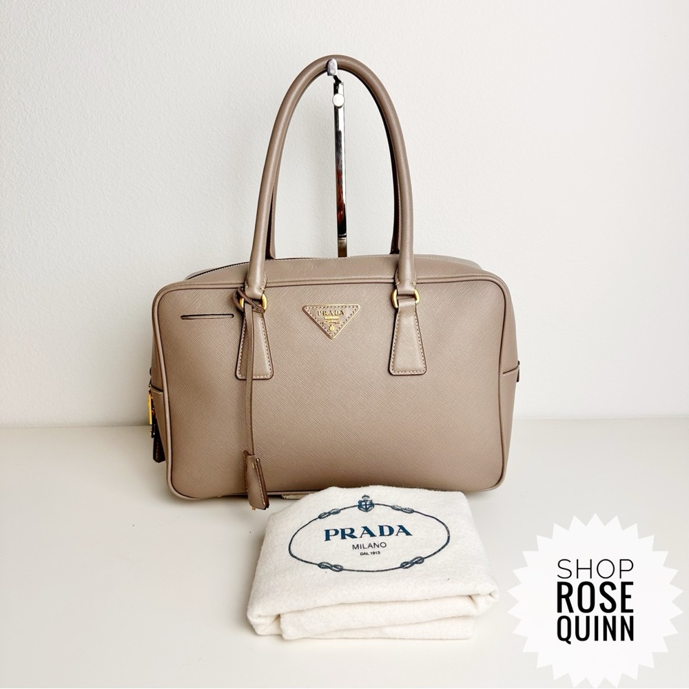PRADA | Saffiano Leather Bauletto Satchel with Lock and Key